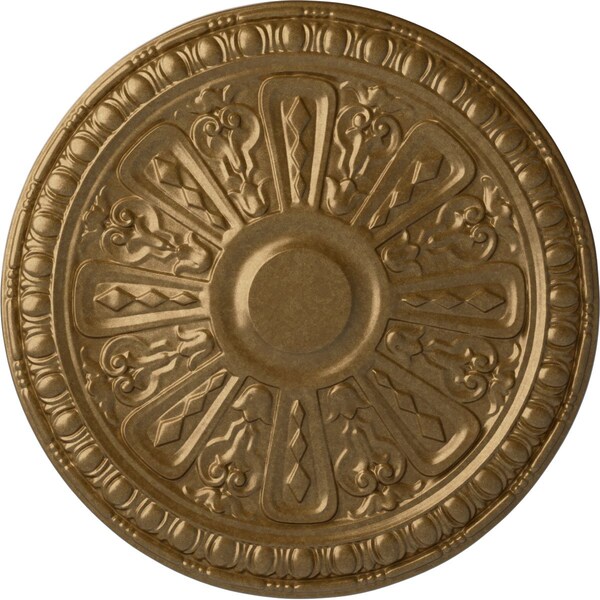 Ekena Millwork Raymond Ceiling Medallion (Fits Canopies up to 5 3/8"), Hand-Painted Pale Gold, 18"OD x 1 1/4"P CM18RA2PAS - main
